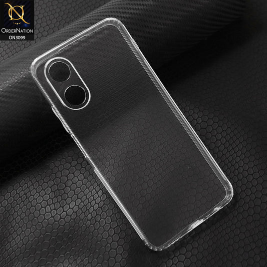 Oppo A17k Cover - Transparent - Soft 4D Design Shockproof Silicone Transparent Clear Camera Protection Case