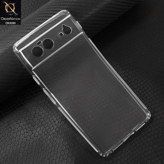 Google Pixel 6 Cover - Transparent - Soft 4D Design Shockproof Silicone Transparent Clear Camera Protection Case