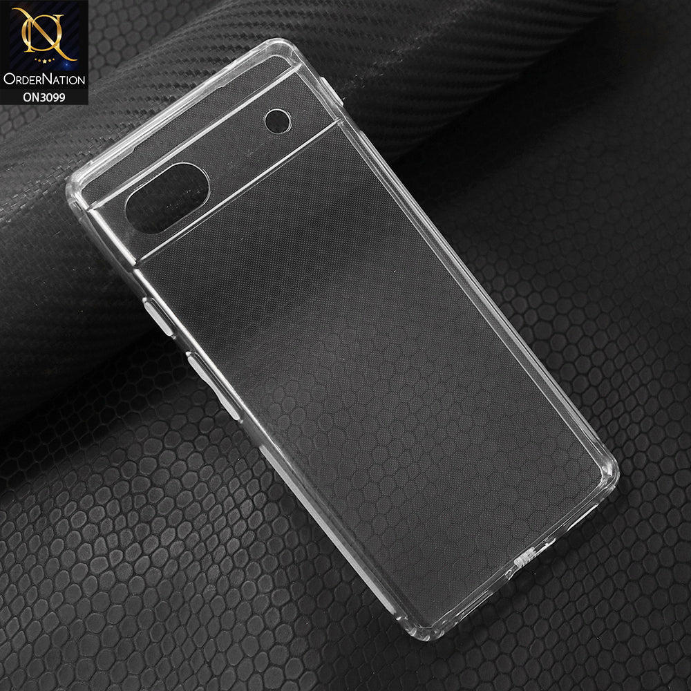Google Pixel 6a Cover - Transparent - Soft 4D Design Shockproof Silicone Transparent Clear Camera Protection Case
