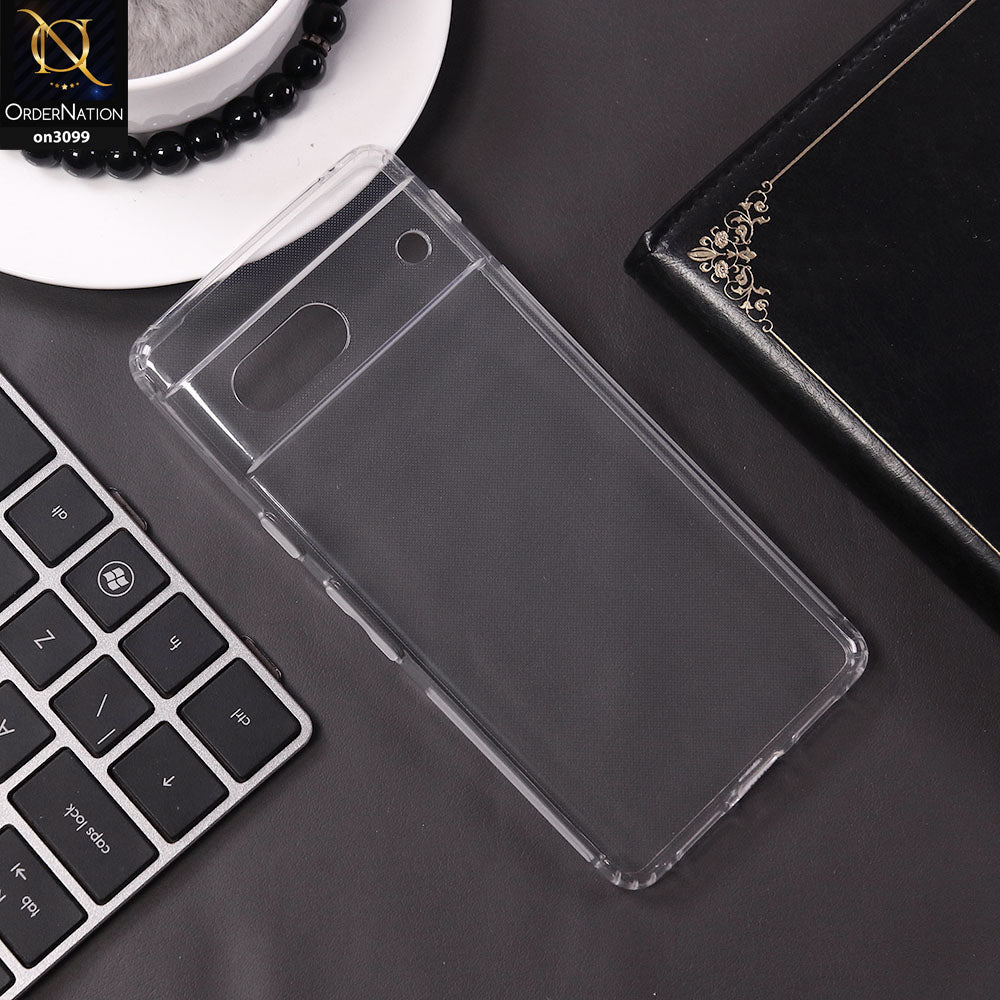 Google Pixel 7a Cover - Transparent  - Soft 4D Design Shockproof Silicone Transparent Clear Camera Protection Case