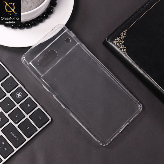 Google Pixel 7a Cover - Transparent  - Soft 4D Design Shockproof Silicone Transparent Clear Camera Protection Case