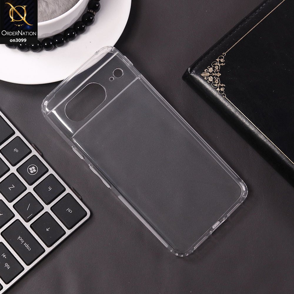 Google Pixel 8 Cover - Transparent  - Soft 4D Design Shockproof Silicone Transparent Clear Camera Protection Case
