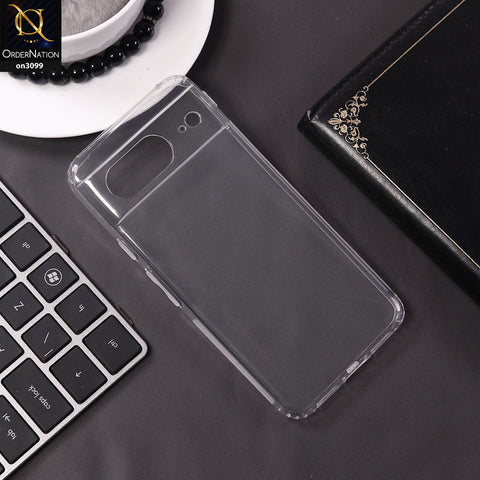 Google Pixel 8 Cover - Transparent  - Soft 4D Design Shockproof Silicone Transparent Clear Camera Protection Case