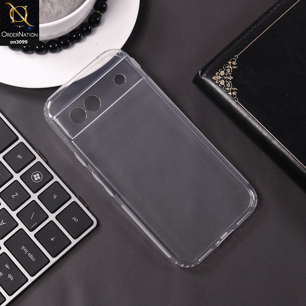 Google Pixel 8a Cover - Transparent  - Soft 4D Design Shockproof Silicone Transparent Clear Camera Protection Case
