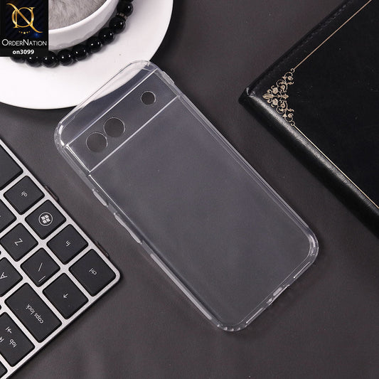 Google Pixel 8a Cover - Transparent  - Soft 4D Design Shockproof Silicone Transparent Clear Camera Protection Case