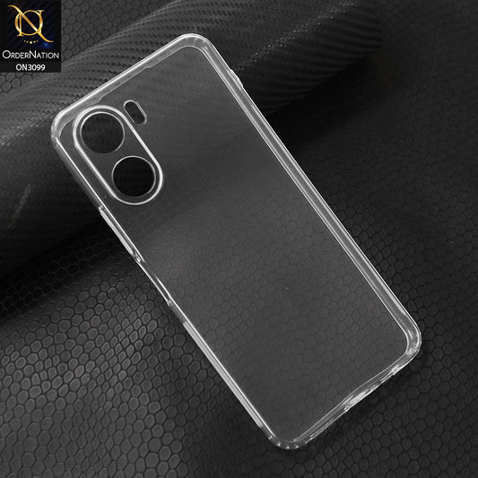 Vivo Y16 Cover - Transparent - Soft 4D Design Shockproof Silicone Transparent Clear Camera Protection Case