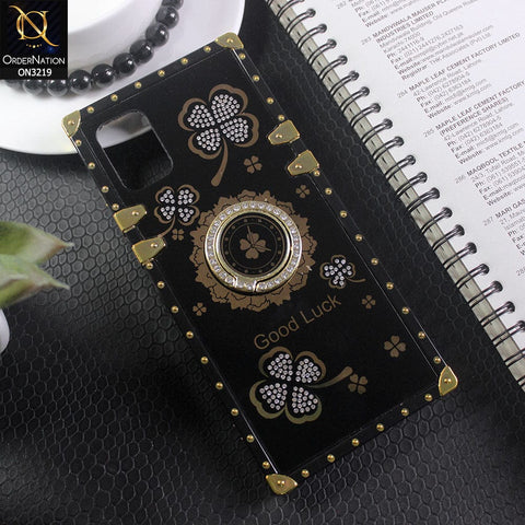 Samsung Galaxy A31 Cover - Black - Square Bling Diamond Glitter Soft TPU Trunk Case with Ring Holder