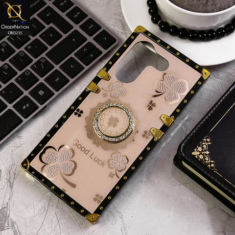Tecno Camon 20 Cover - Golden - Square Bling Diamond Glitter Soft TPU Trunk Case with Ring Holder