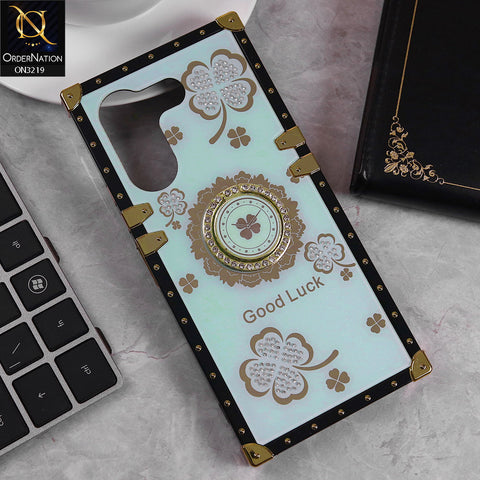 Tecno Camon 20 Pro Cover - Seafoam Green -  Square Bling Diamond Glitter Soft TPU Trunk Case with Ring Holder