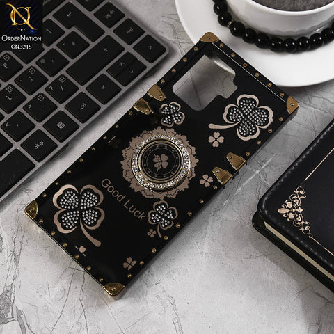 Oppo F19 Pro Cover - Black  - Square Bling Diamond Glitter Soft TPU Trunk Case with Ring Holder