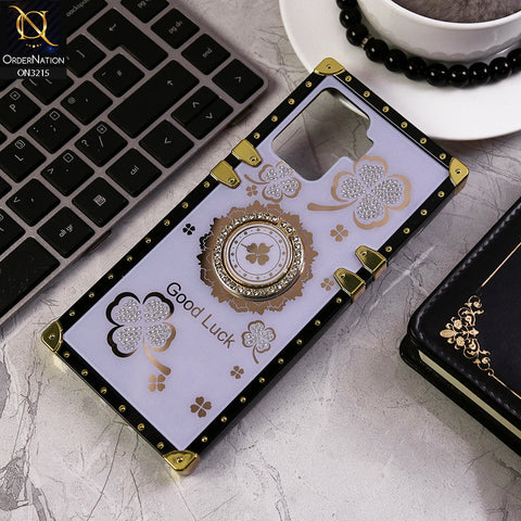 Oppo A94 Cover - Light Purple - Square Bling Diamond Glitter Soft TPU Trunk Case with Ring Holder