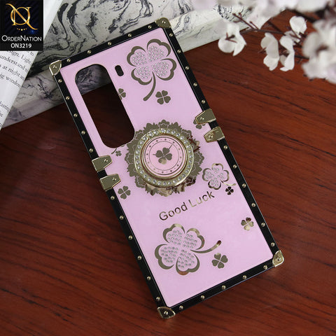 Infinix Hot 50 Pro Plus Cover - Pink - Square Bling Diamond Glitter Soft TPU Trunk Case with Ring Holder