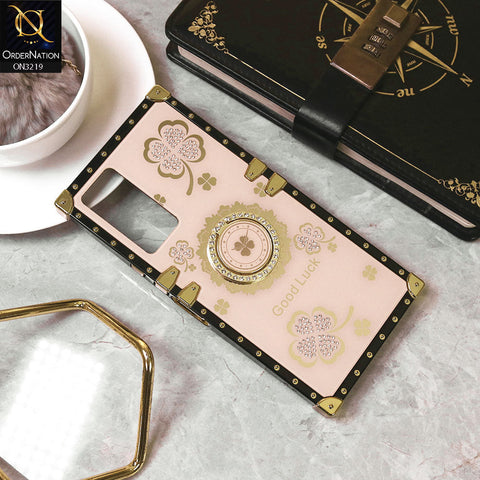 Infinix Note 11 Cover - Golden -  Square Bling Diamond Glitter Soft TPU Trunk Case with Ring Holder