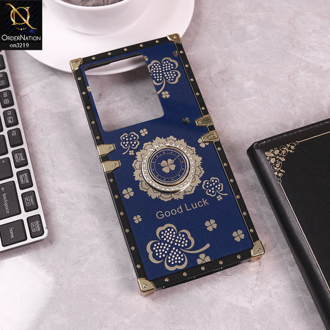 Infinix Note 30 Cover - Blue - Square Bling Diamond Glitter Soft TPU Trunk Case with Ring Holder