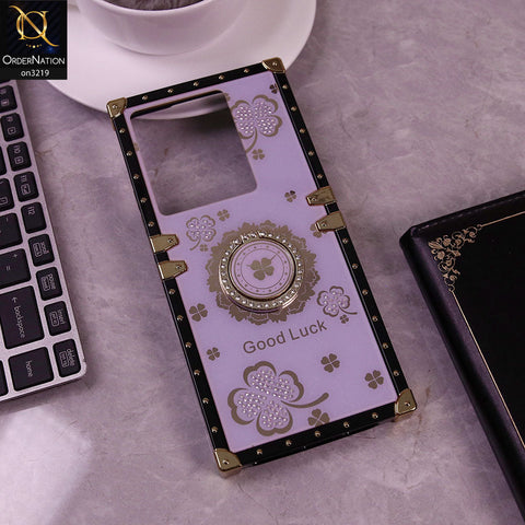 Infinix Note 30 Cover - Light Purple - Square Bling Diamond Glitter Soft TPU Trunk Case with Ring Holder