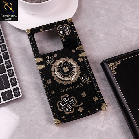Infinix Note 30 Pro Cover - Black - Square Bling Diamond Glitter Soft TPU Trunk Case with Ring Holder