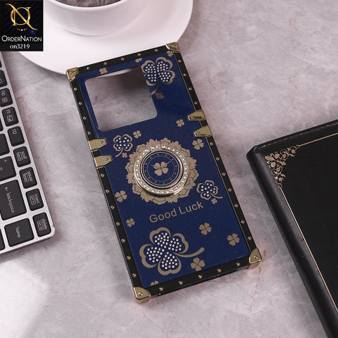 Infinix Note 30 Pro Cover - Blue - Square Bling Diamond Glitter Soft TPU Trunk Case with Ring Holder