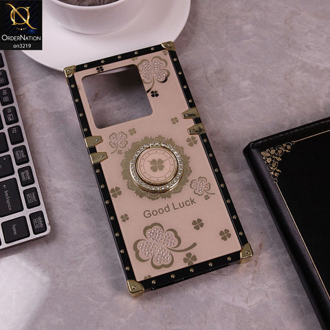 Infinix Note 30 Pro Cover - Golden  - Square Bling Diamond Glitter Soft TPU Trunk Case with Ring Holder