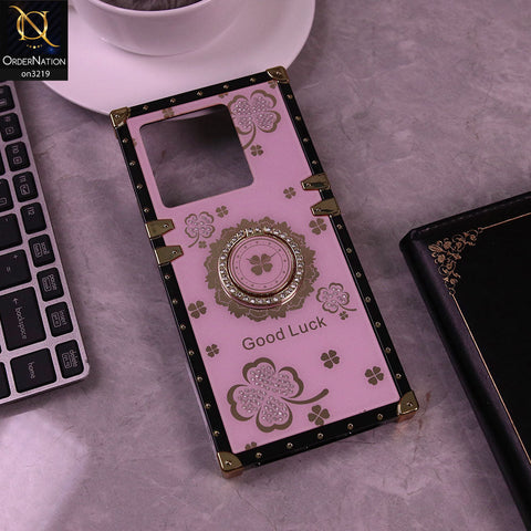 Infinix Note 30 Pro Cover - Pink - Square Bling Diamond Glitter Soft TPU Trunk Case with Ring Holder