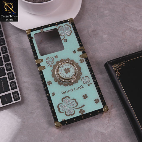 Infinix Note 30 Pro Cover - Seafoam Green  - Square Bling Diamond Glitter Soft TPU Trunk Case with Ring Holder