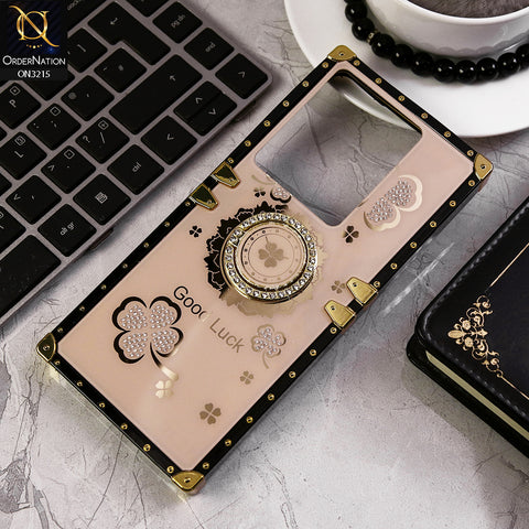Infinix Note 30 Cover - Golden - Square Bling Diamond Glitter Soft TPU Trunk Case with Ring Holder