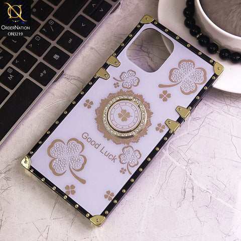 iPhone 12 Pro Max Cover - Light Purple - Square Bling Diamond Glitter Soft TPU Trunk Case with Ring Holder