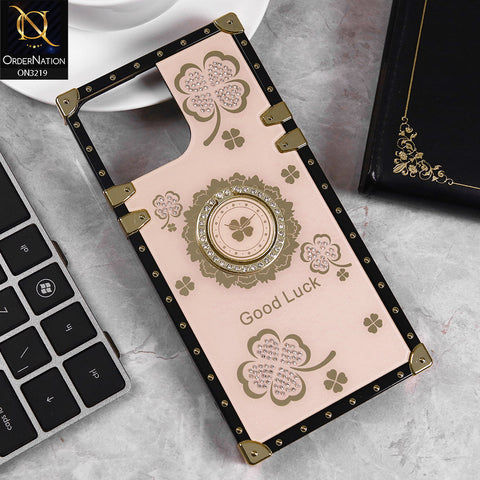 iPhone 13 Pro Max Cover - Golden -  Square Bling Diamond Glitter Soft TPU Trunk Case with Ring Holder