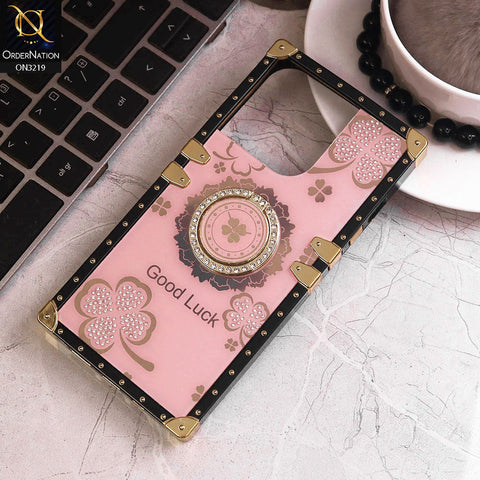 iPhone 14 Pro Cover - Pink - Square Bling Diamond Glitter Soft TPU Trunk Case with Ring Holder