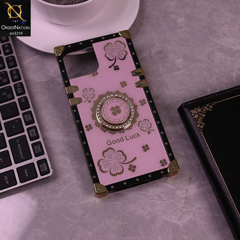 iPhone 15 Cover - Pink - Square Bling Diamond Glitter Soft TPU Trunk Case with Ring Holder
