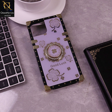 iPhone 15 Cover - Light Purple - Square Bling Diamond Glitter Soft TPU Trunk Case with Ring Holder