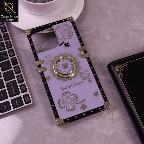 iPhone 15 Pro Max Cover - Light Purple - Square Bling Diamond Glitter Soft TPU Trunk Case with Ring Holder
