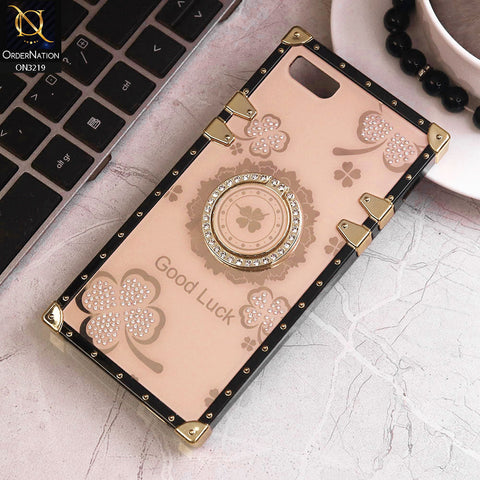 iPhone 8 / 7 Cover - Golden - Square Bling Diamond Glitter Soft TPU Trunk Case with Ring Holder