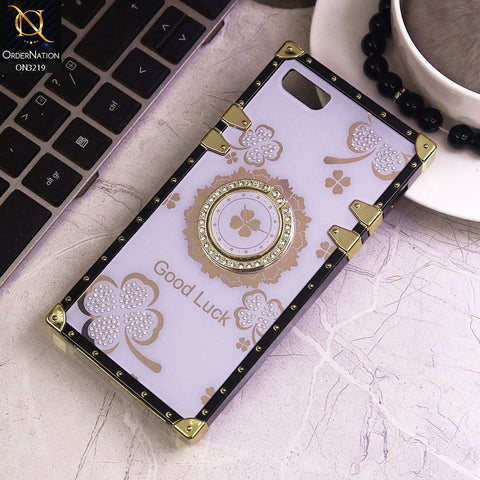 iPhone 8 / 7 Cover - Light Purple - Square Bling Diamond Glitter Soft TPU Trunk Case with Ring Holder