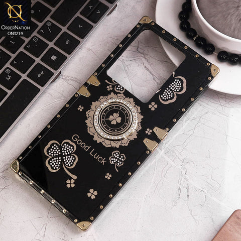 Infinix Note 30 Cover - Black - Square Bling Diamond Glitter Soft TPU Trunk Case with Ring Holder