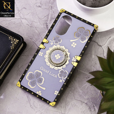 Oppo A18 Cover - Light Purple - Square Bling Diamond Glitter Soft TPU Trunk Case with Ring Holder