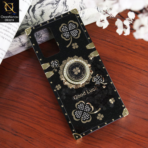 Oppo A54 4G Cover - Black - Square Bling Diamond Glitter Soft TPU Trunk Case with Ring Holder