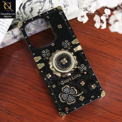 Oppo A5 Pro 4G Cover - Black - Square Bling Diamond Glitter Soft TPU Trunk Case with Ring Holder