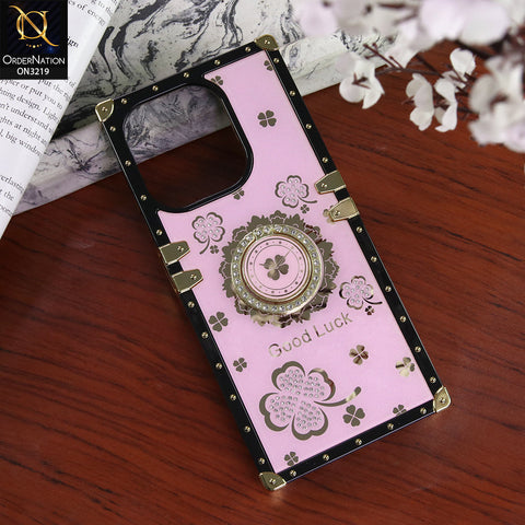 Oppo A5 Pro 4G Cover - Pink - Square Bling Diamond Glitter Soft TPU Trunk Case with Ring Holder
