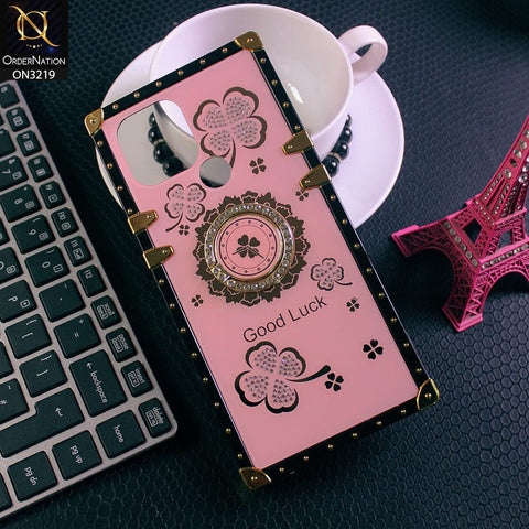 Xiaomi Redmi A1 Plus Cover - Light Pink - Square Bling Diamond Glitter Soft TPU Trunk Case with Ring Holder