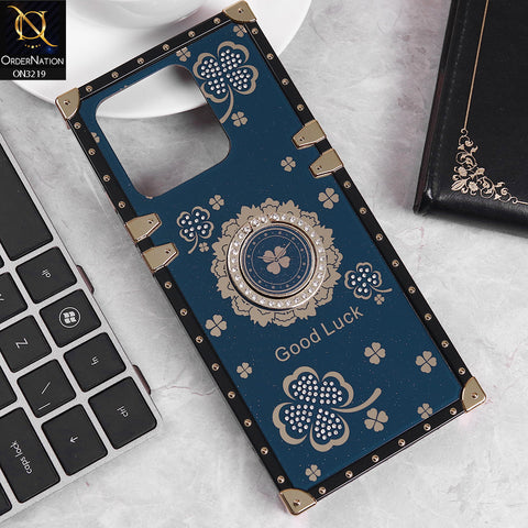 Xiaomi Redmi 12C Cover - Blue -  Square Bling Diamond Glitter Soft TPU Trunk Case with Ring Holder