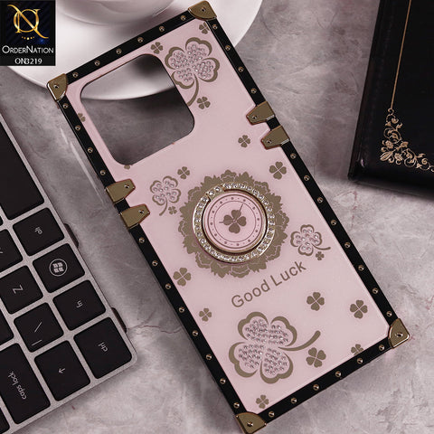 Xiaomi Poco C55 Cover - Pink -  Square Bling Diamond Glitter Soft TPU Trunk Case with Ring Holder