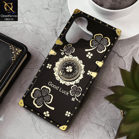 Xiaomi Redmi Note 13R Cover - Black - Square Bling Diamond Glitter Soft TPU Trunk Case with Ring Holder