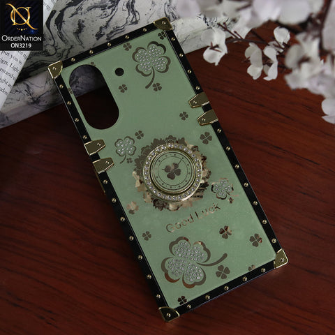 Xiaomi Poco C65 Cover - Green - Square Bling Diamond Glitter Soft TPU Trunk Case with Ring Holder