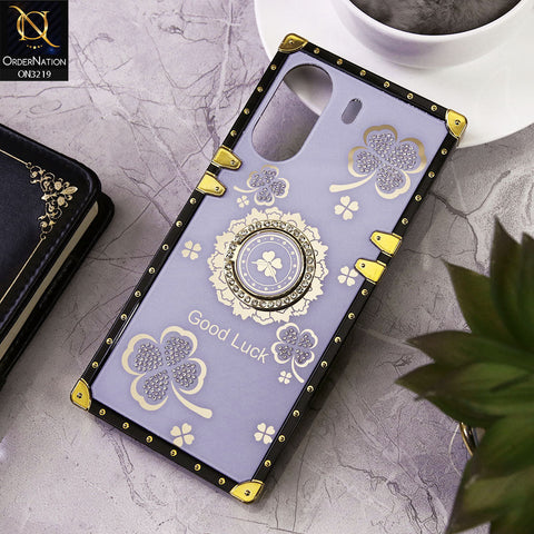 Xiaomi Poco C65 Cover - Light Purple - Square Bling Diamond Glitter Soft TPU Trunk Case with Ring Holder