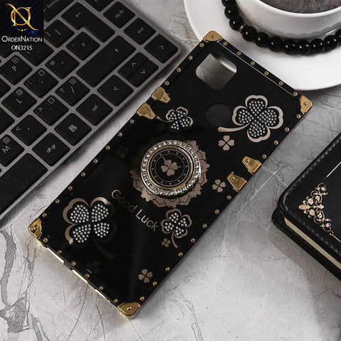 Xiaomi Redmi 9C Cover - Black  - Square Bling Diamond Glitter Soft TPU Trunk Case with Ring Holder