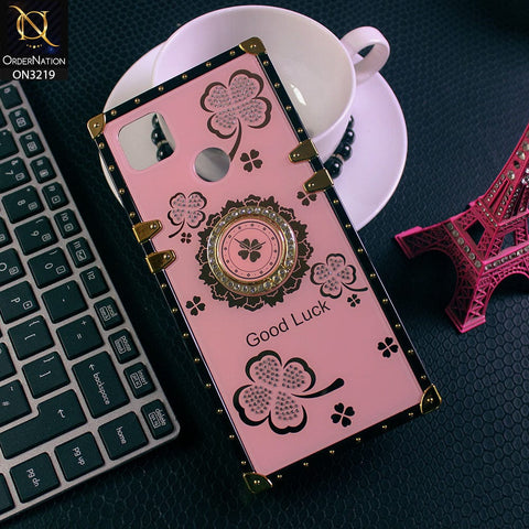 Xiaomi Redmi 9C Cover - Light Pink - Square Bling Diamond Glitter Soft TPU Trunk Case with Ring Holder