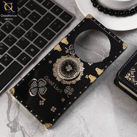 Xiaomi Redmi A3 Cover - Black  - Square Bling Diamond Glitter Soft TPU Trunk Case with Ring Holder