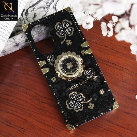 Xiaomi Poco C71 4G Cover - Black - Square Bling Diamond Glitter Soft TPU Trunk Case with Ring Holder