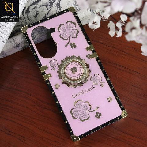 Xiaomi Poco C71 4G Cover - Pink - Square Bling Diamond Glitter Soft TPU Trunk Case with Ring Holder