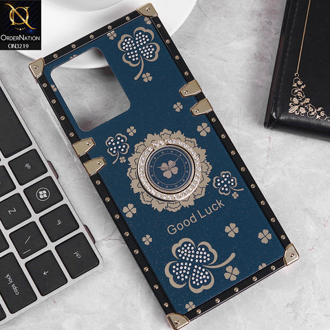 Xiaomi Redmi Note 12 4G Cover - Blue -  Square Bling Diamond Glitter Soft TPU Trunk Case with Ring Holder
